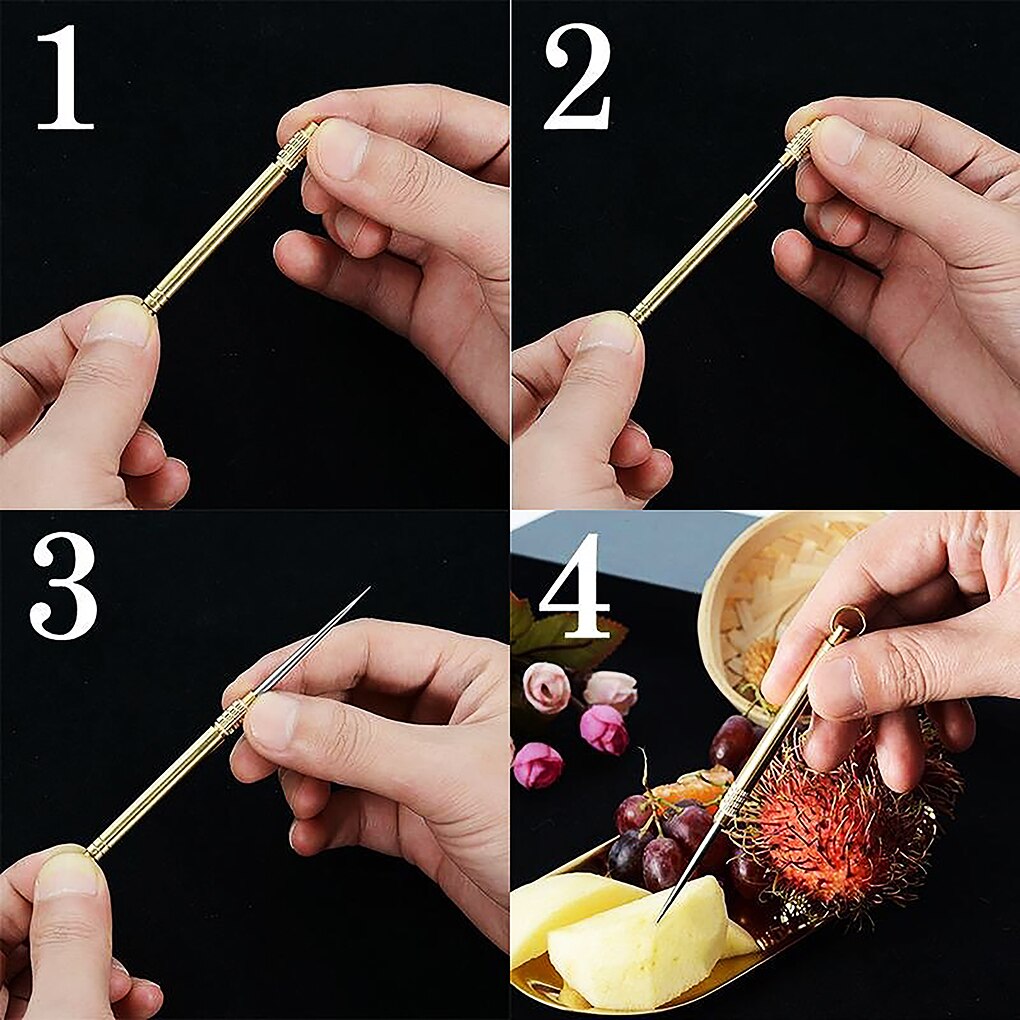 Toothpick Metal Travel Toothpick Portable Fruit Fork Tooth Cleaning Accessory with Holder Travel Metal Toothpick Metal Toothpick