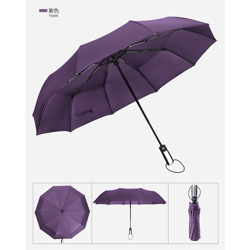 Wind Resistant Folding Automatic Umbrella Rain Women Auto Luxury Big Windproof Umbrellas Rain For Men Black Coating 10K Parasol: Umbrella 1 Purple