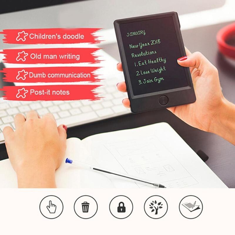 2x Elektronische Notizblock Grafik Malerei Schreiben Pad Lcd Tablette Tragbare Mini 5 Zoll Licht Digitale Zeichnung Handschrift Bord Schwarz