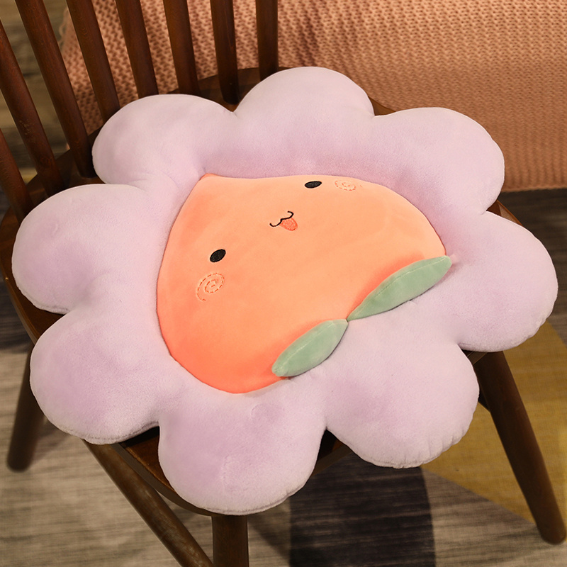 Flower Plush Cushions Strawberry Peach Pineapple Cactus Carrot Plushie Pillows Fruit Decor for Living Room Bedroom Tatami Floor: peach / 40cm