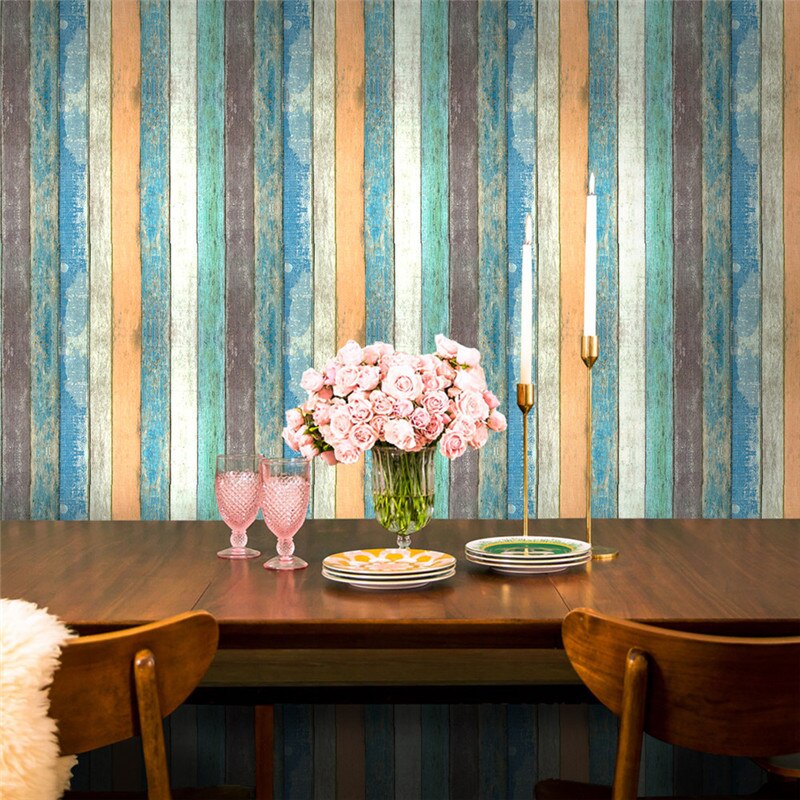 Papel tapiz autoadhesivo de vinilo 3D, rayas gverticales de imitación de madera, papel de Contacto extraíble, renovación de muebles, decoración del hogar
