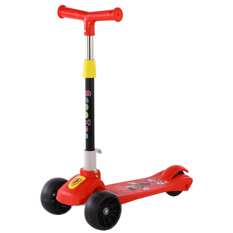 Children Folding Hummer Music deng guang lun Stroller Three Rounds All-Flash Second Folding Sway Scooter: Rood