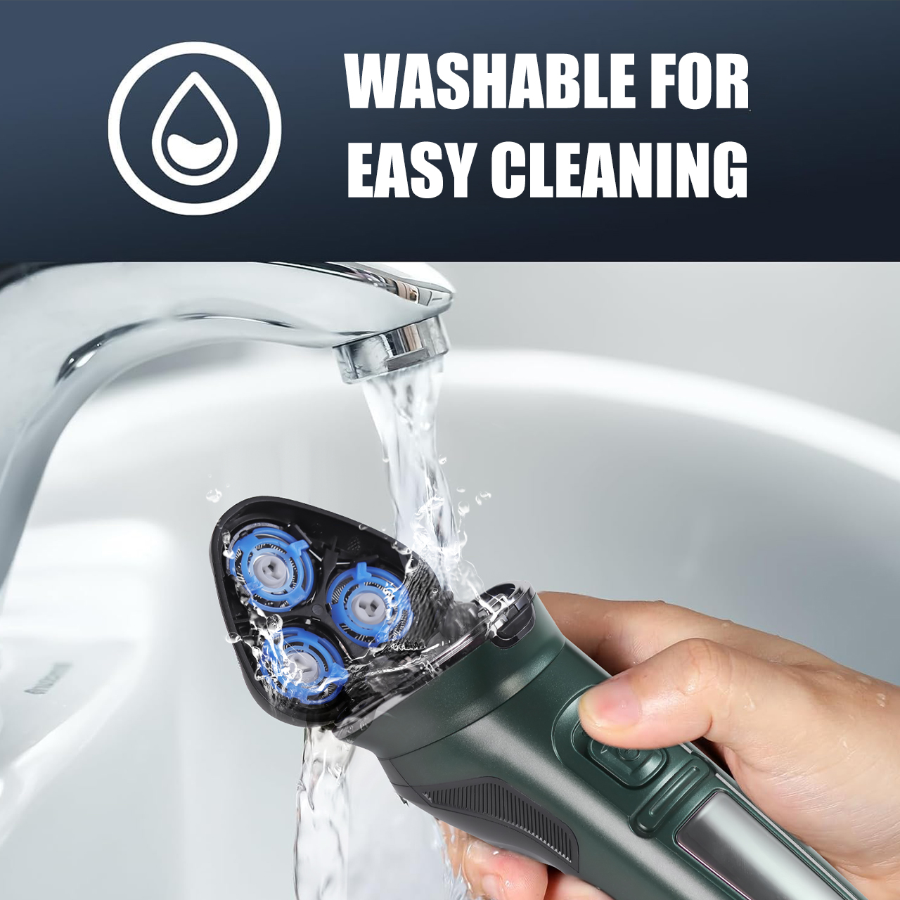 Solimpia-Afeitadora eléctrica resistente al agua con pantalla LCD para hombres, afeitadora Facial con cuello seco y húmedo, recargable por USB