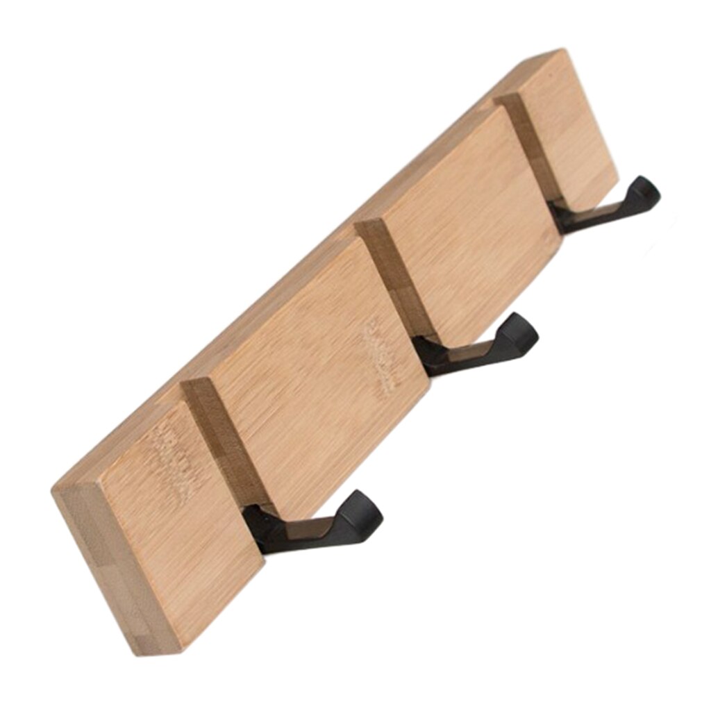Folding Wooden Board Hooks Wall Door Hanger For Bathroom Robe Towel Coat Clothing Bedroom Kitchen - White 5 Hooks
