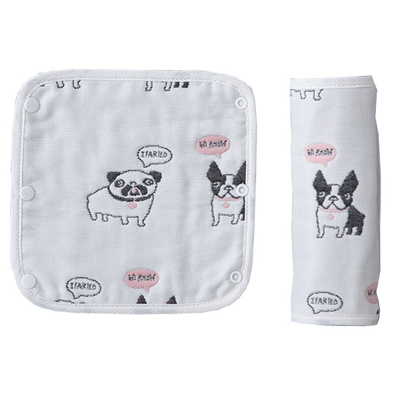 Bebê suprimentos de algodão puro padrão dos desenhos animados impressão saliva toalha espessada fivela escura alimentação toalha 2ps quente