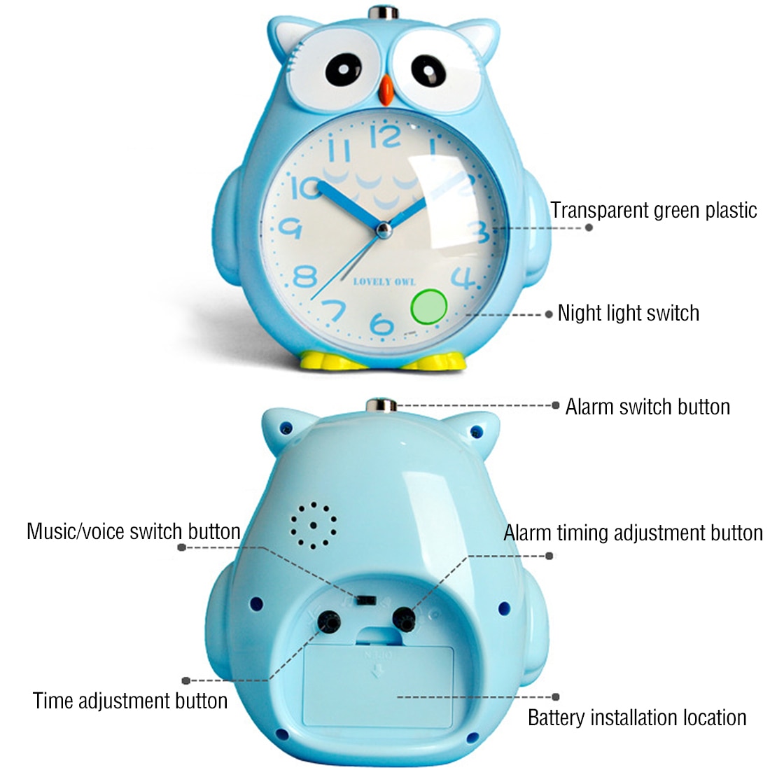Christmas Leuke Uil Wekker Creatieve Lichtgevende Klokken Student Muziek Snooze Wekker Verjaardag Kinderkamer Decoratie