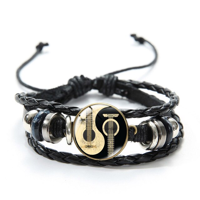 Steampunk Gear Yin Yang plecione skórzane bransoletki dla kobiet mężczyzn Tai Chi drzewo życia artystyczny wzór szklaną kopułą Charm bransoletka: Style 4