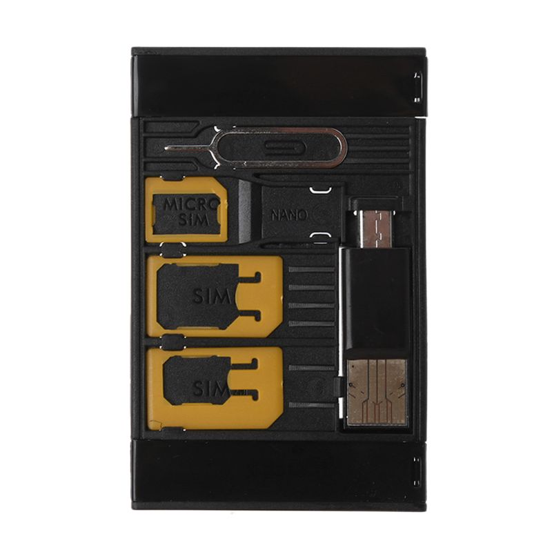 5 in 1 Universal Mini SIM Card Adapter Storage Case Kits For Nano Micro SIM Card TF Memory Card Reader