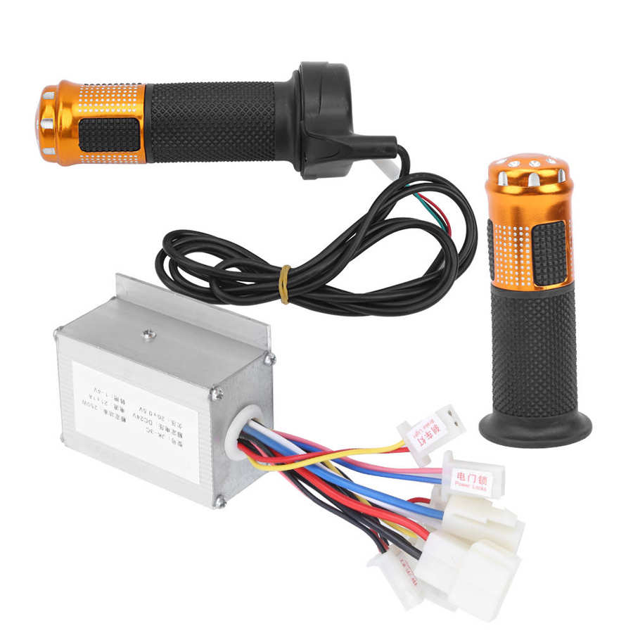 Controller 24V 250W Borstel Controller Met Geel Gashendel Kit Elektrische Fiets Scooter Accessoire Elektrische Fiets