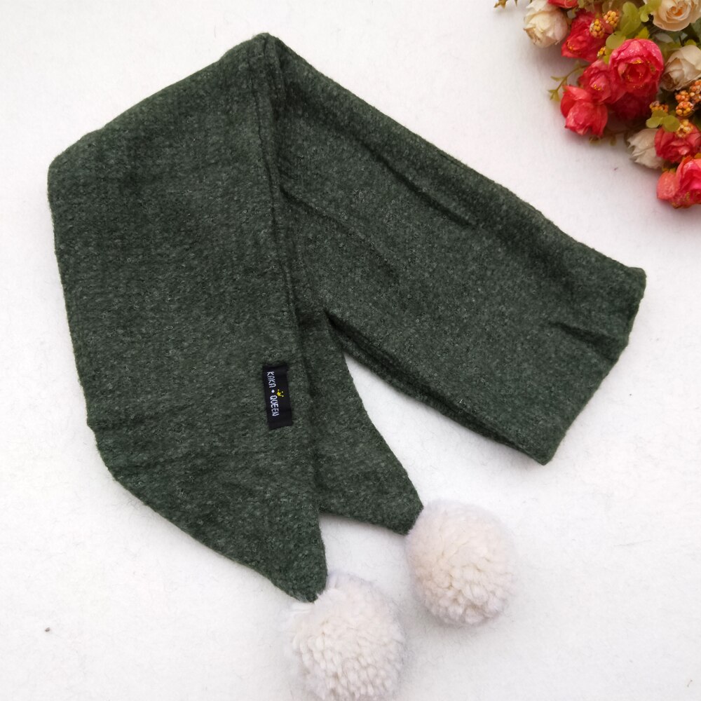Écharpes Triangle en laine pour enfants hiver garçons et filles mignon petits châles enfant bébé enfants enveloppes en Viscose douce: Vert armée