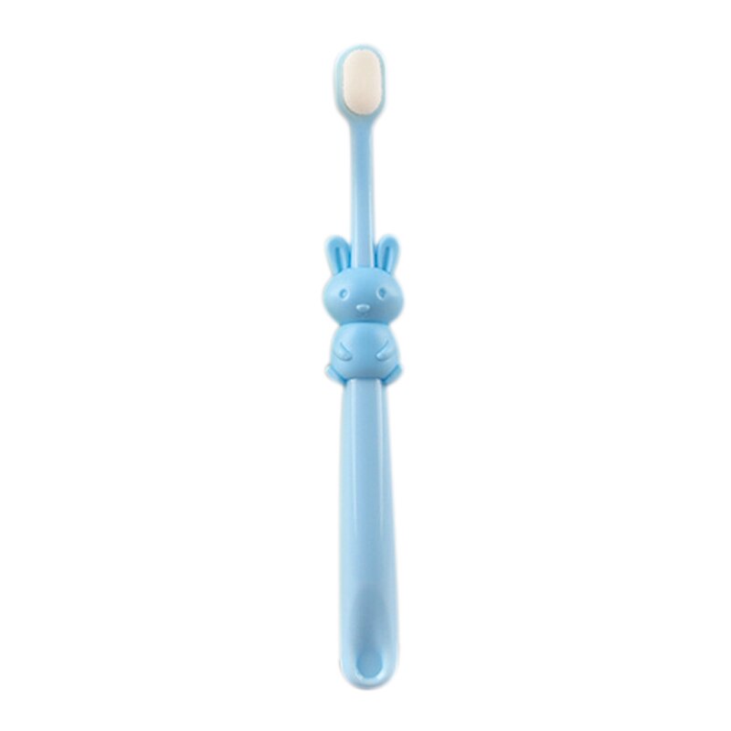 Coelho escova de dentes das crianças dos desenhos animados único pacote 2-10 anos de idade infantil escova de dentes macia do bebê: Blue