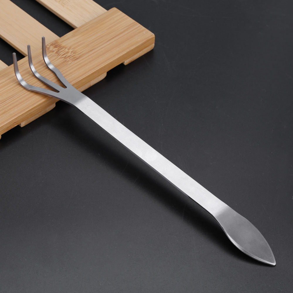 Stainless Steel Root Rake 3-Prong Loosen Soil Bonsai Tree Tools with Ergonomic Handle Tool