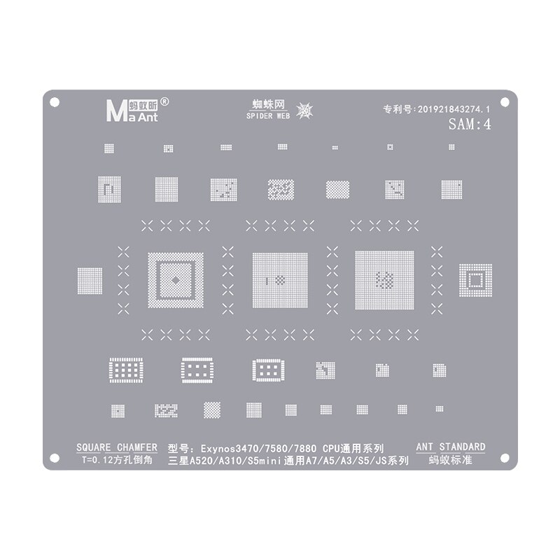 Plantilla Maant para teléfonos móviles Samsung, A10, A70, A51, Note10, S10, S9, Exynos7870, 7904, 9610, CPU Reballing, SM5713, S2MU005X03: SAM 4