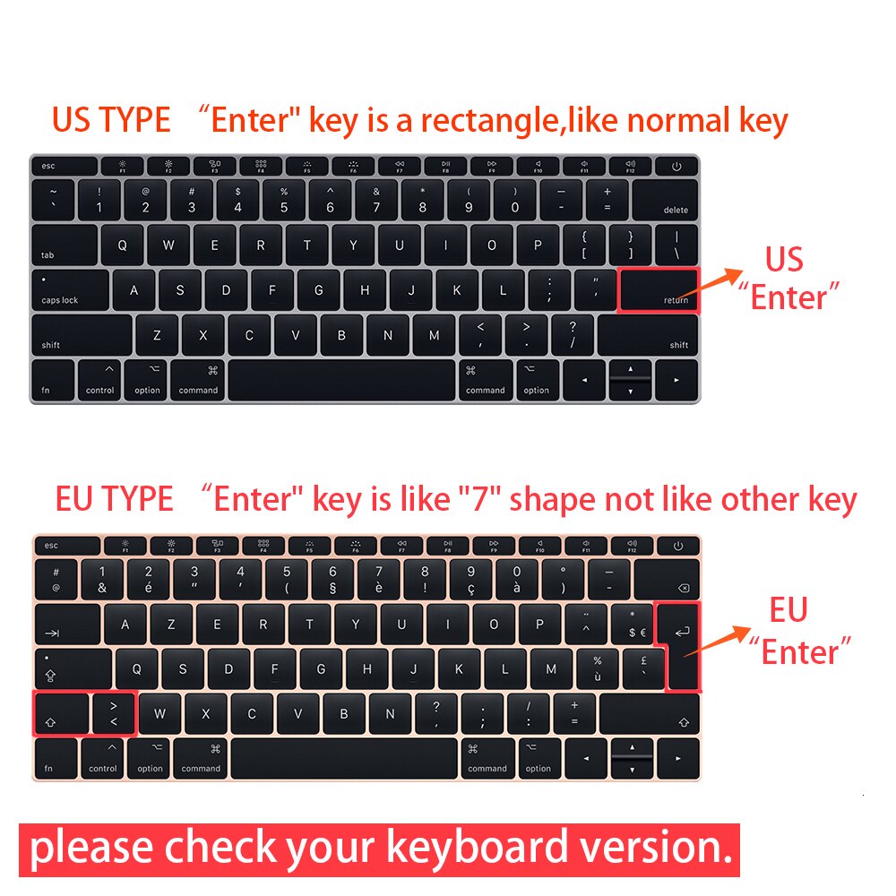 EU Keyboard Cover For Apple Macbook Air Pro Retina 11 12 13 15 Keyboard Cover For MacBook 13 15 Inch Touch Bar A2159 A1990 A1708