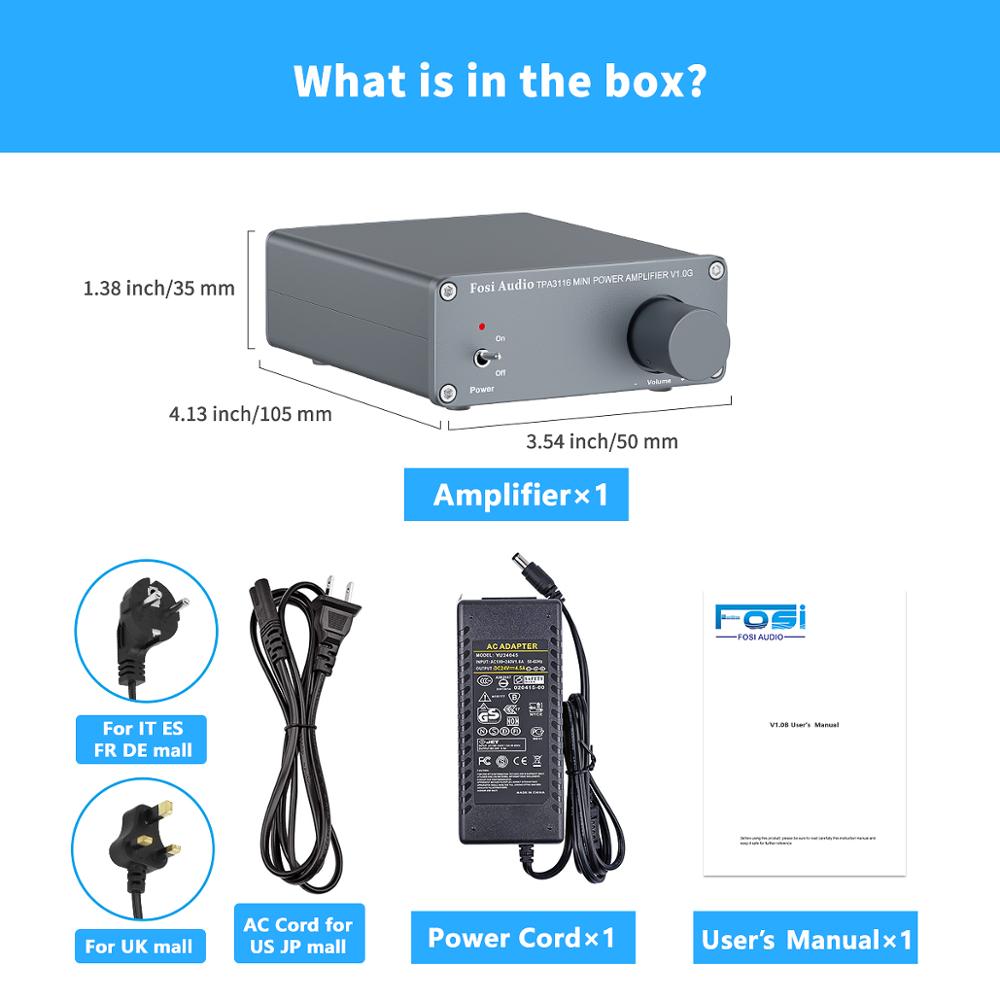 Fosi Audio- V 1,0G 2 Kanal Stereo Audio- Energie Verstärker Klasse D Mini Hallo-fi Professionelle Digitale Ampere für Hause lautsprecher 50W x2