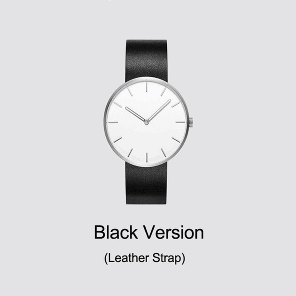 Reloj de pulsera Original Xiaomi Mijia twentyseven, reloj de pulsera de estilo informal, reloj de cuarzo resistente al agua para parejas: Black leather strap