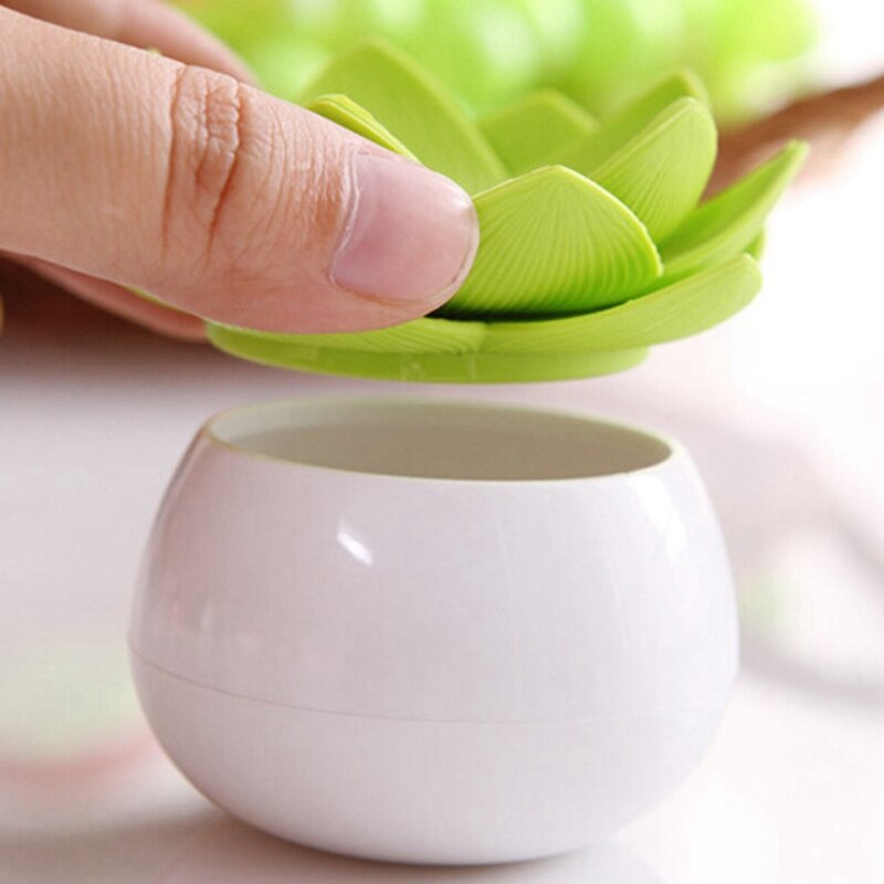 2x Chic Lotus Flower Cotton Bud Holder Toothpick Case Cotton Swab Box Home Decor (Black&amp;Green)