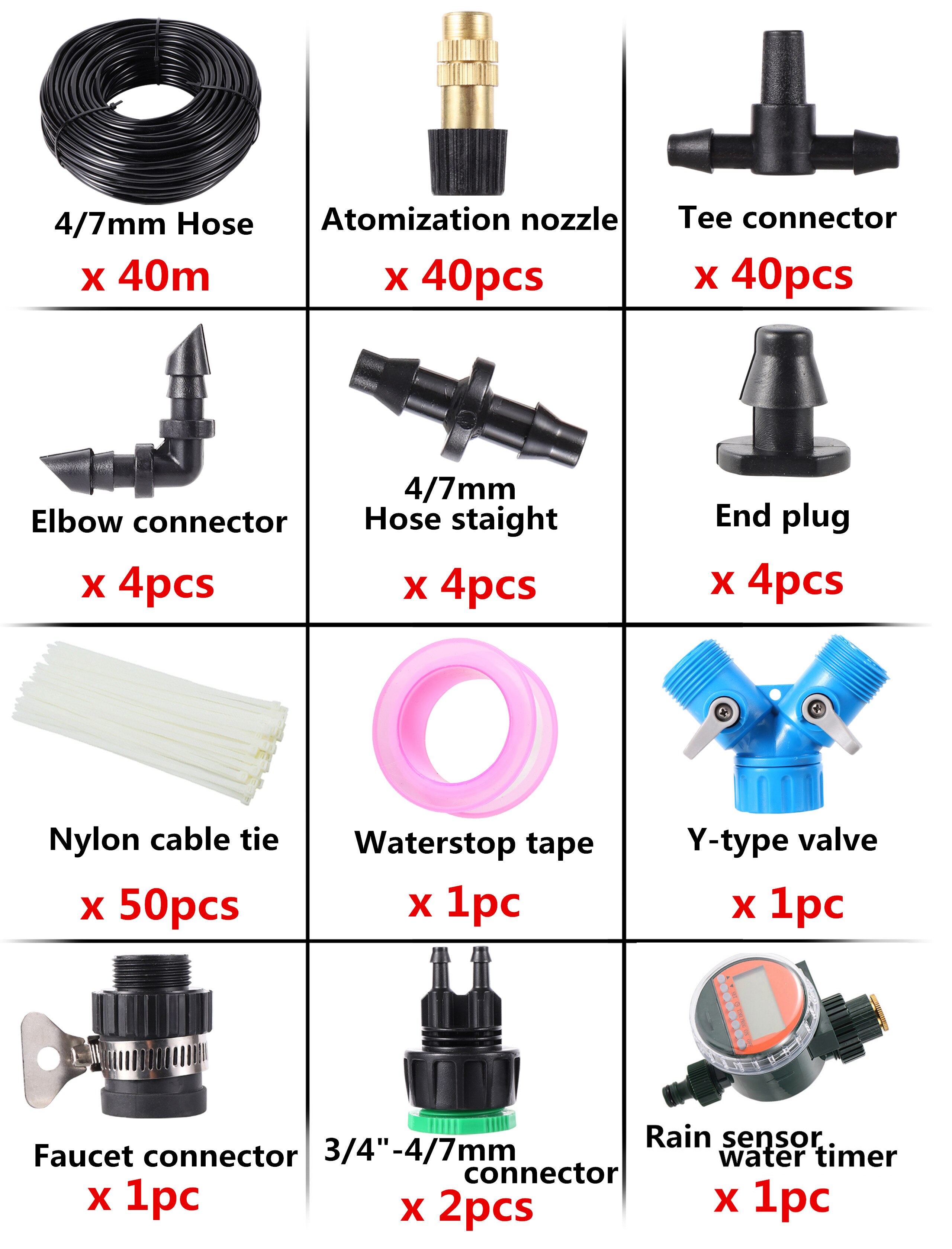 Garden Digital Water Timer Control Automatic Irrigation System Atomizing Nozzle Self Watering Kit Roof Cooling Humidify Device