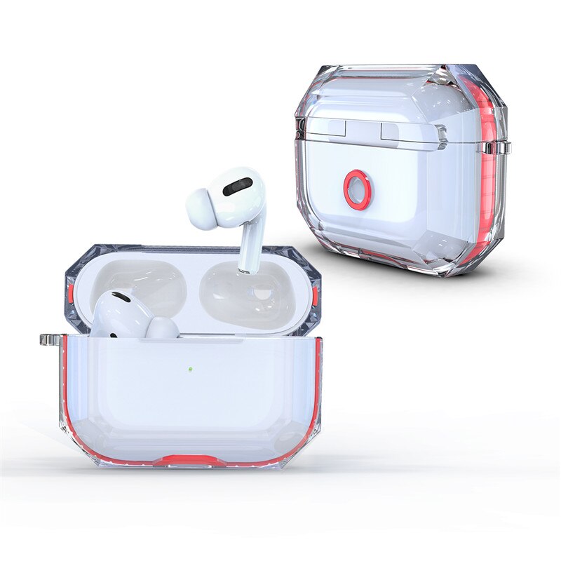 Für Apple AirPods2 Fall Klar Transparent Silikon Stoßfest Schutz Abdeckung für Funda AirPods 2 Pro Earpods Fall Zubehör: For AirPods Pro Red