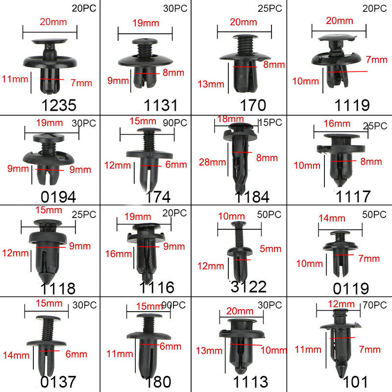 Kit de clips de fixation pour toutes les automobiles, rivets à pression, pour pare-choc, 620, pièces/boîte, clips de fixation de garniture