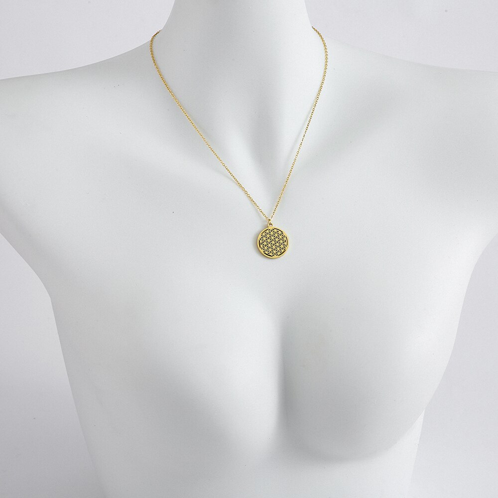 2cm runde edelstahlketten mit anhänger in form einer blume des lebens – ein #39 , minimalistisches geschenk zum valentinstag.