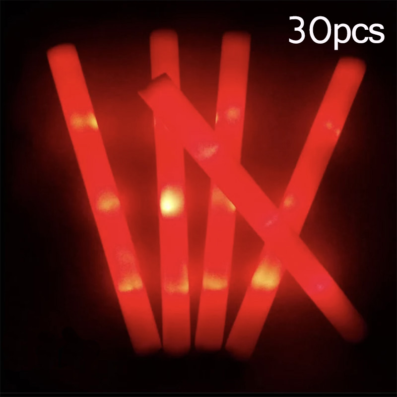 15/30 Stück LED-Leuchtstäbe, bunt, RGB-Leuchtschaumstoffstäbchen, Jubelröhre, dunkles Licht für Weihnachten, Geburtstag, Hochzeit, Partyzubehör: plum