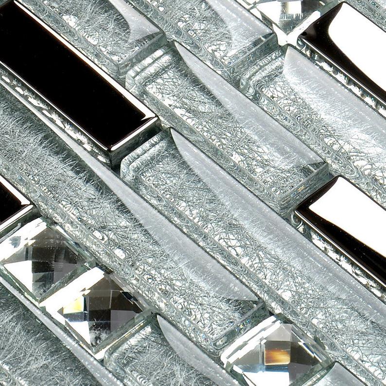 Sammenlåsende krystal sølv glas mosaik køkken backsplash flise spejl glas badeværelse væg fliser ssmt 311