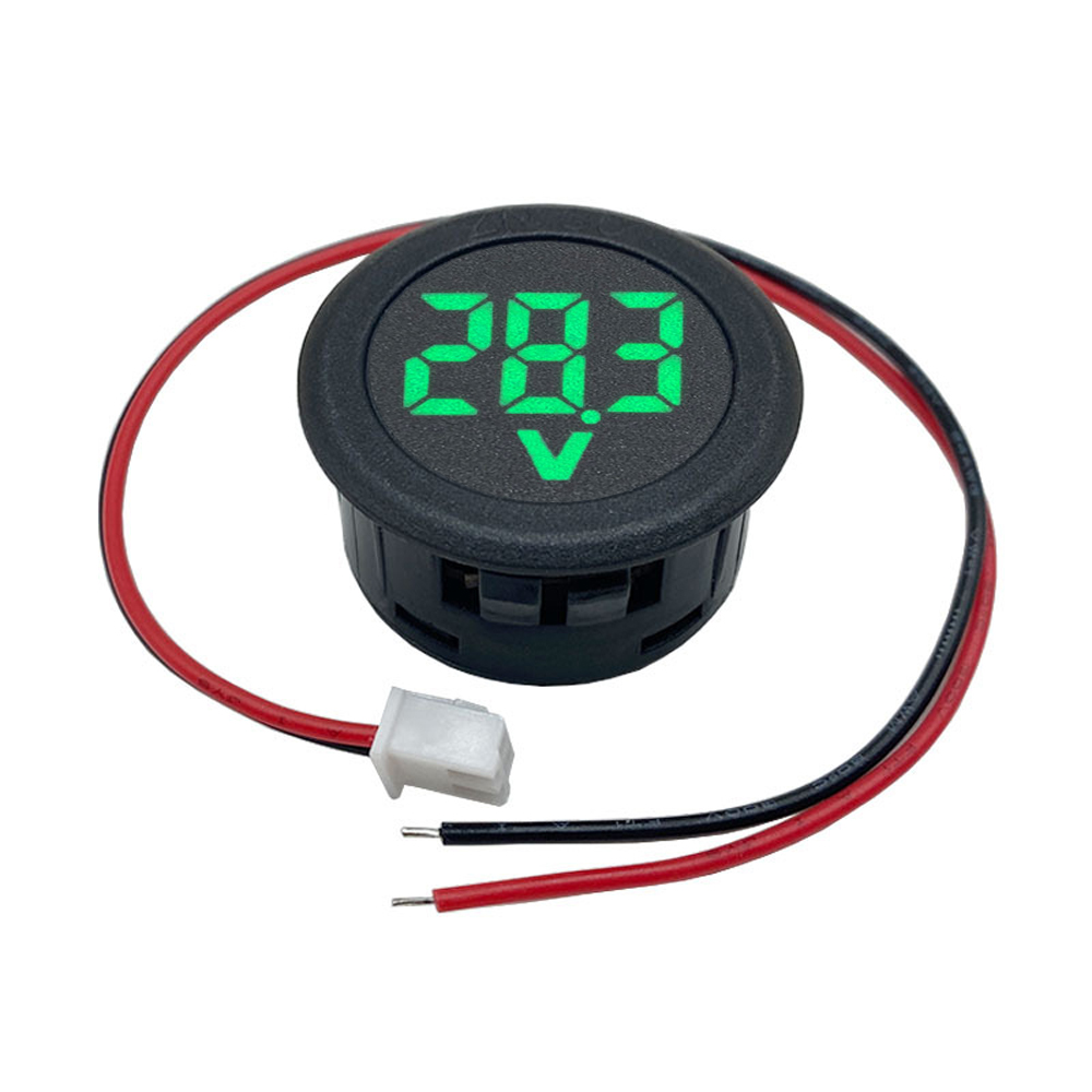 DC 4-100V LED digitaal display Tweedraads voltmeter DC digitale ronde autospanningsstroommeter Voltdetector Tester Monitor: Zilver