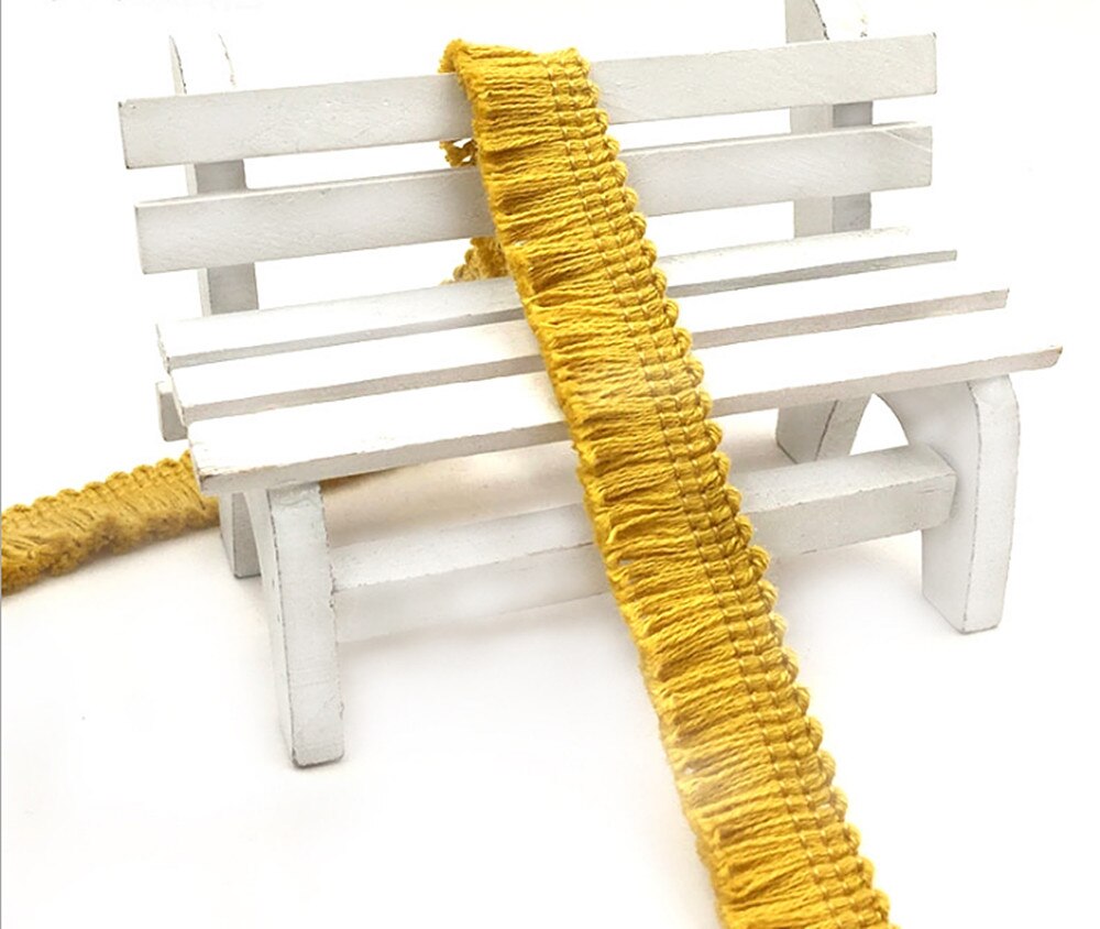 YACKALASI 50 Yds/Lot Short Fringe Tassel 100% Cotton Trimming Hanging Fringe For Curtain Dance Dress Appliques Trims 1.5cm Wide: yellow