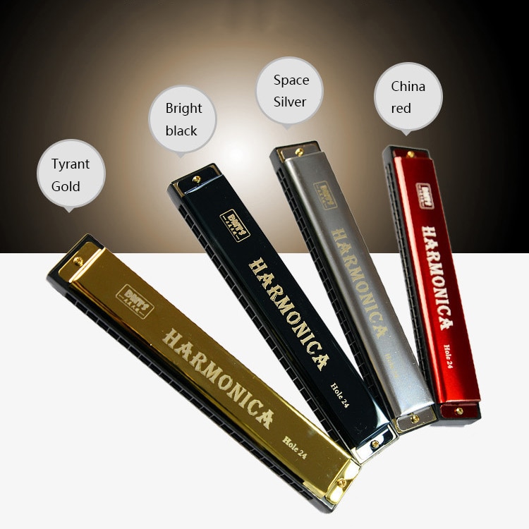 24- skrog munnspill c nøkkel metall harmonika treblåsinstrument til nybegynnere låve voksne 8- fargestøtte