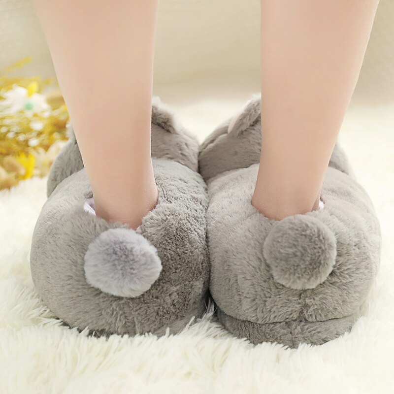 Millffy nette warme Hamster Slipper rosa braun grau Hause Boden Weichen Ebene Hausschuhe Weibliche Slipper Mädchen Winter Warme Schuhe