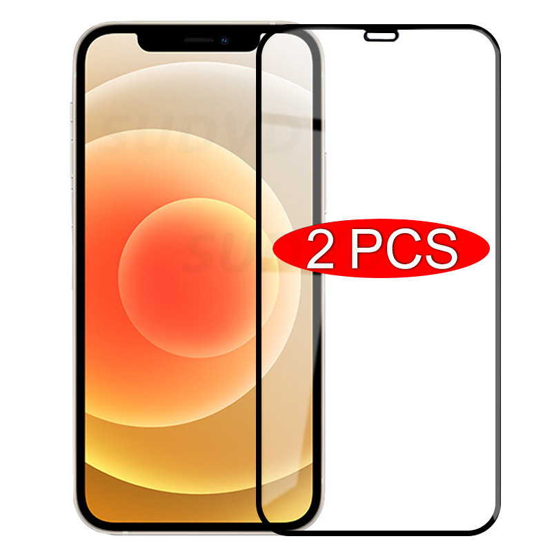 2 Stücke Volle Abdeckung Schutzglas Auf iPhone 11 12 Profi Max XS XR 7 8 6s Plus SE Displayschutzfolie Für iPhone 12 Mini 11 Profi 7 Glas