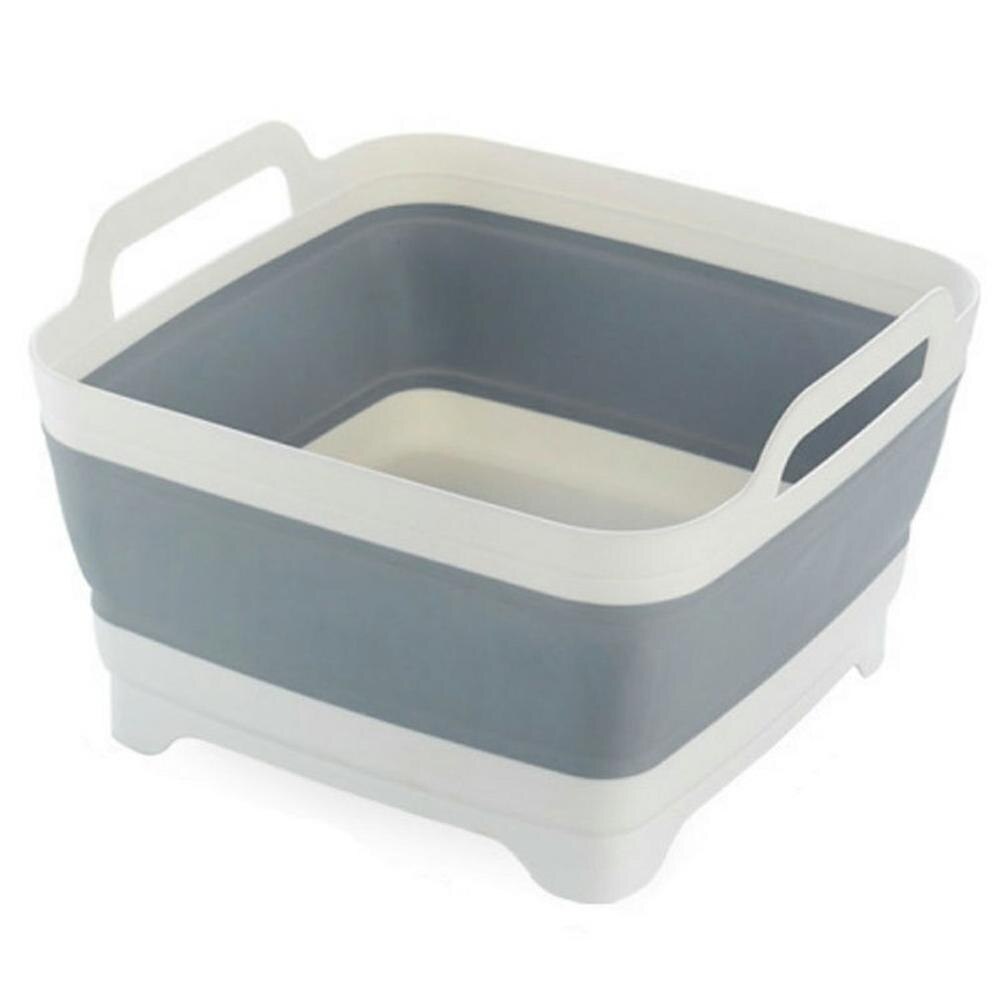 Folding Basin Silicone Dish Tub Collapsible With Drain Plug Handles Sink Drainer Sink Colander For Camping: Default Title