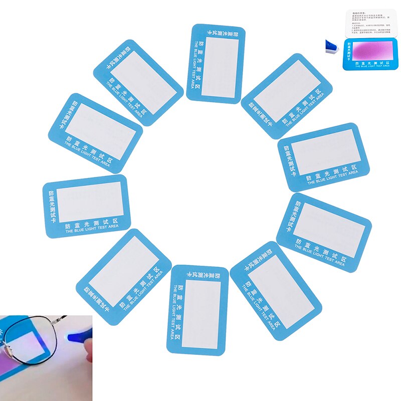 10pc PVC Anti-Blue Light Test Card Test Light Glasses UV Test Accessories Card Blue Light Detection Card Generator Card And Temp