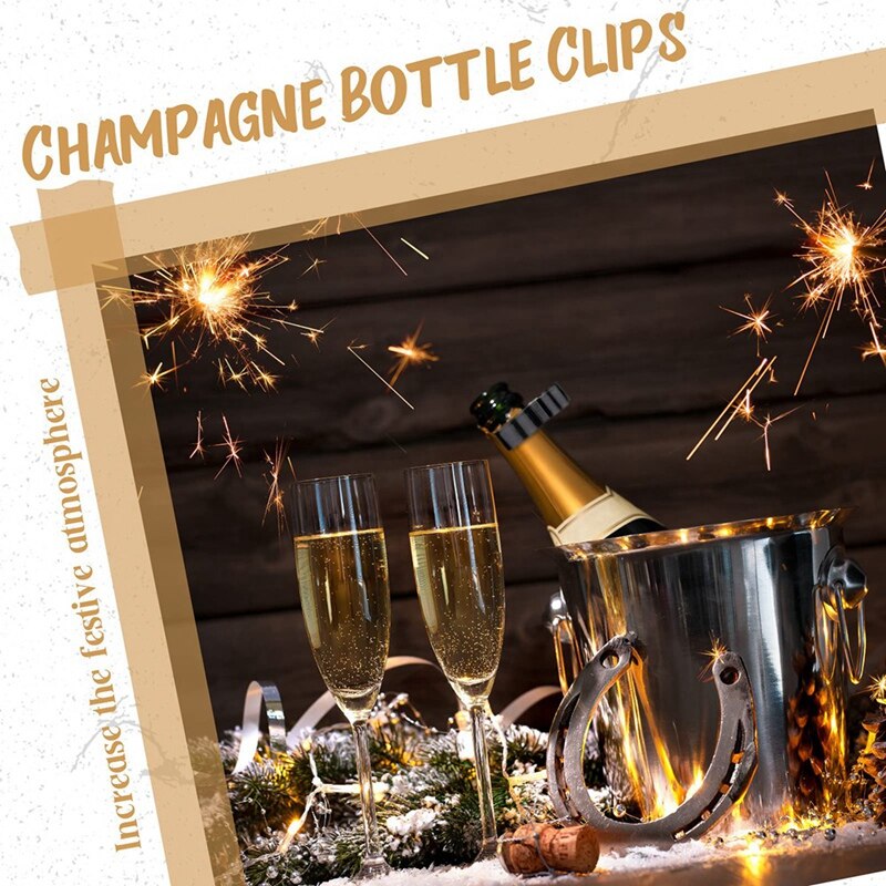 18Pcs Champagne Fles Glitter Enkele Houder Veiligheid Clips Fles Clips Voor Kaars Kerstmis Partijen Huwelijksceremonie