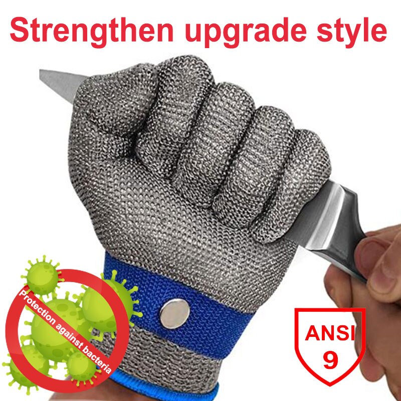 NMSafety 100% Stainless Steel Mesh Butcher Glove With Protection Against Bacteria Safe Work Gloves: M