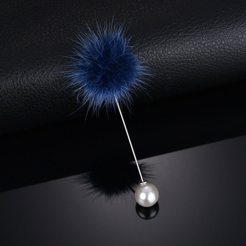 Neue Nette Charme Simulierte Perle Brosche Stifte Für Frauen Koreanischen ist hingefallen Bommel Ball durchbohren Revers Broschen Kragen Schmuck: A3-Blau