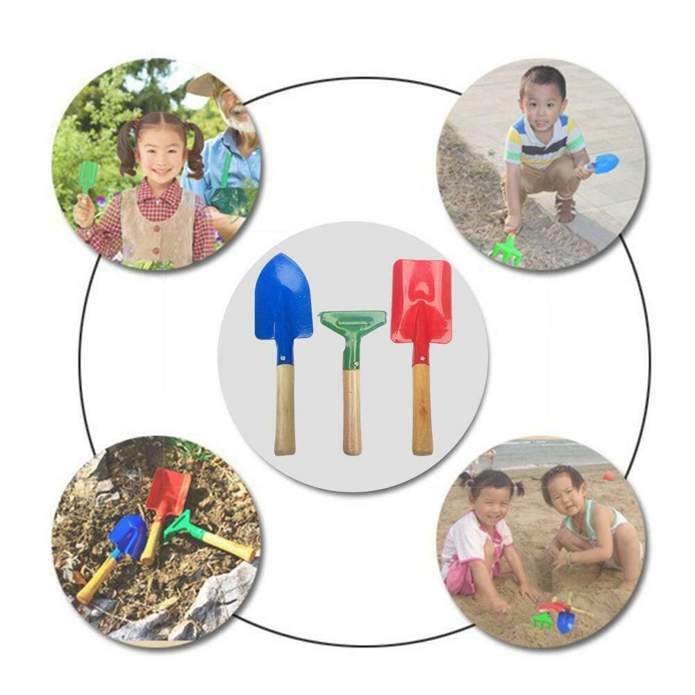 Pala de hierro de madera para niños, juguete de playa para jugar en la arena, para niños, 3 unids/lote