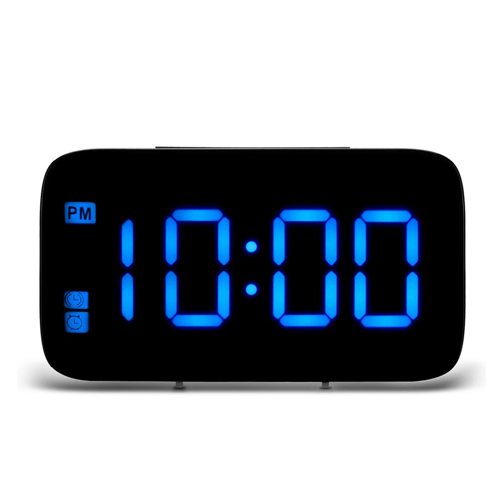 USB/Battery LED Alarm Clock Digital Clock LED Display Voice Control Electric Snooze Function Night Backlight Desktop Table Clock: Blue