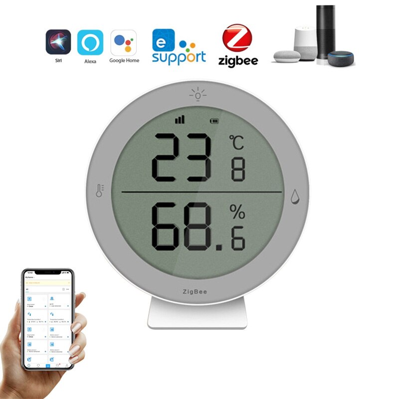 Tuya ZigBee3.0 Temperature And Humidity Sensor Smart Home With Gateway Battery Powered Zigbee Sensor With LCD Screen Display
