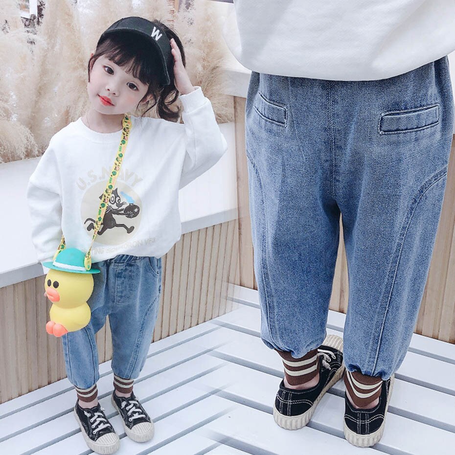 Baby Meisjes Jeans Patchwork Kinderen Meisje Jeans Casua Stijl Gestreepte Jeans Kid Lente Herfst Baby Meisje Kleding