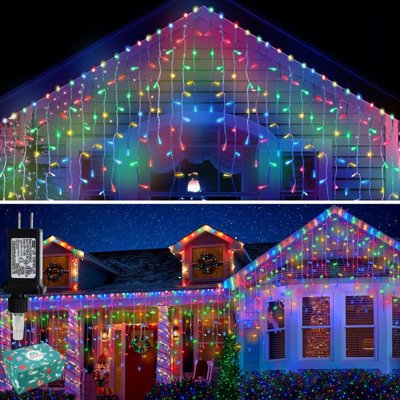 Julelysslynge led-girlander 4 x 0.6m lys til uteplass, julelys, utendørs, gate, bryllup, hagedekorasjon: Rød