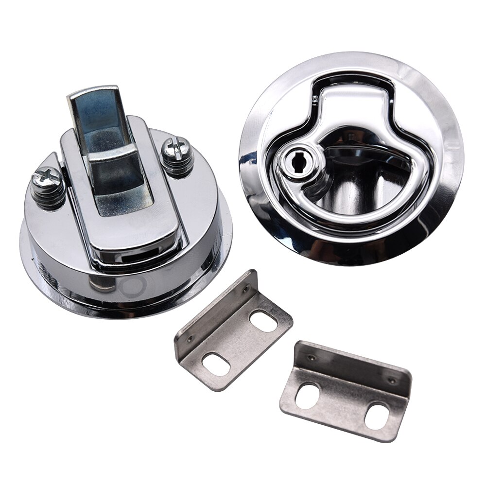 4pcs Flush Mount Hatch Flush Pull Latch Marine Lock with Key Stainless Steel Camper Car RV Door push Lock Key for Boat Yacht