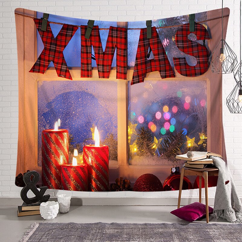 Wall Hanging Backdrop Square Bedroom Living Room Cloth Decorative Home Decor Art Blanket Happy Year Christmas Tapestry