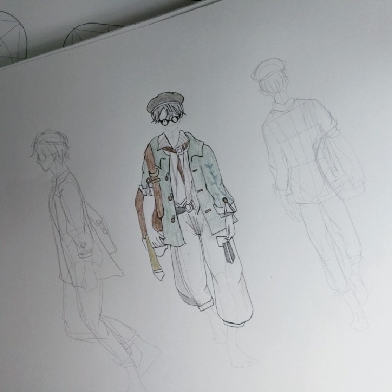 A4 Men Sketchbook School Notebook Male Body Outline Template Drawing Pad Block, Double-sided 50 Sheets Paper