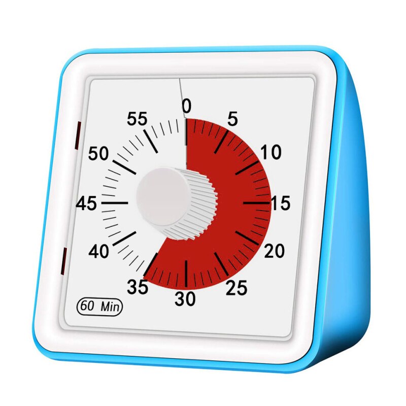 Temporizador Visual analógico de 60 minutos, herramienta de gestión de tiempo de cuenta atrás silenciosa, utensilios de cocina, comedor y Bar: blue