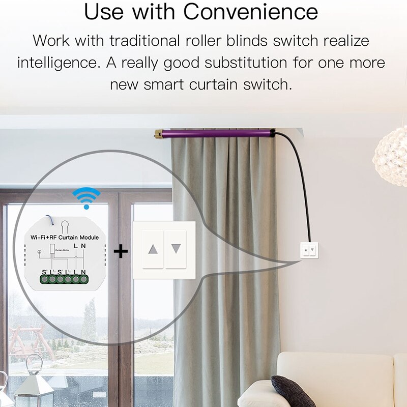 WiFi RF Smart Curtain Blinds Module Switch Roller Shutter Motor Tuya Wireless Remote Control Work with Alexa Google Home
