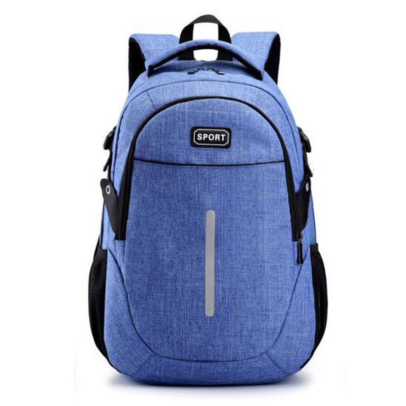 Teenagers School Bag Reflective Strip Boys Girls School Backpack Shoulder Bag Man Woman Backpack Travel Sport Bag Mochila: Sky Blue