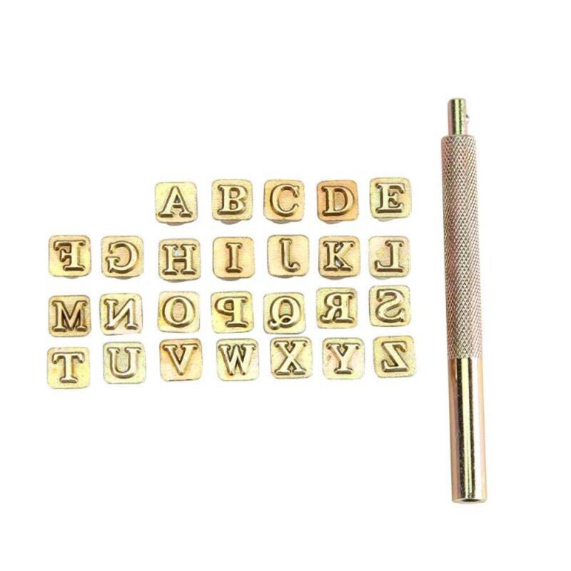 Juego de Herramientas de sello de cuero con letras digitales, juego de sellos de Metal para el hogar, herramienta de Sello de cuero desmontable: A
