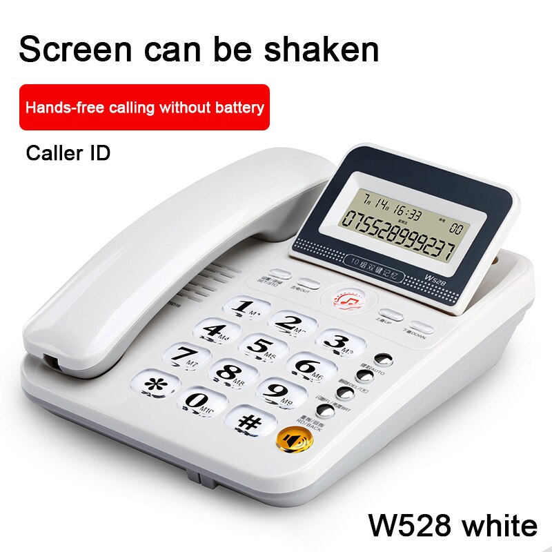 W528 Office Sitting Outside Line Transfer Fixed Telephone Home Wired Landline Free Battery Caller ID Storage Stand-alone: Green